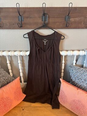 Sonoma Brown Cotton Tank dress with Tie Detail